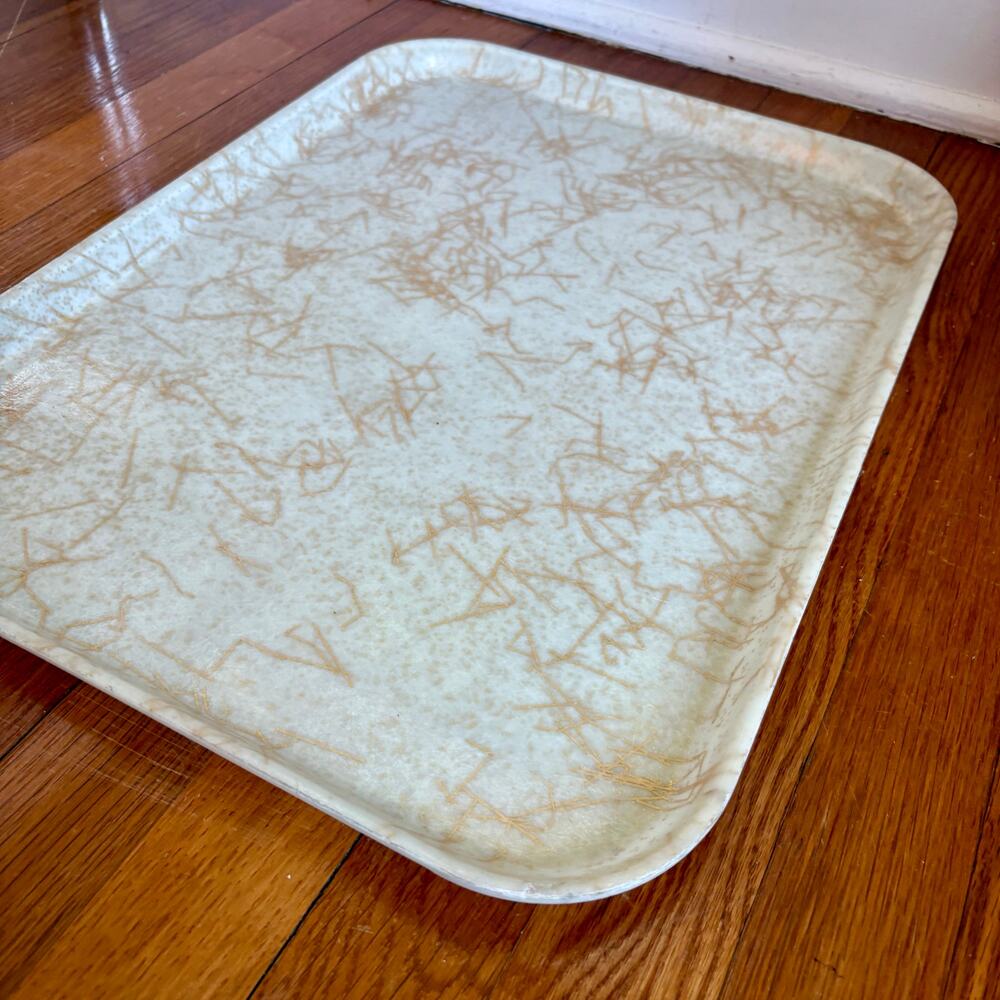 Vintage Carlisle Fiberglass Tray Gold Confetti MCM Serving Tray